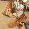 Fashionable winter women's snow boots with buckle low-top warm cotton shoes