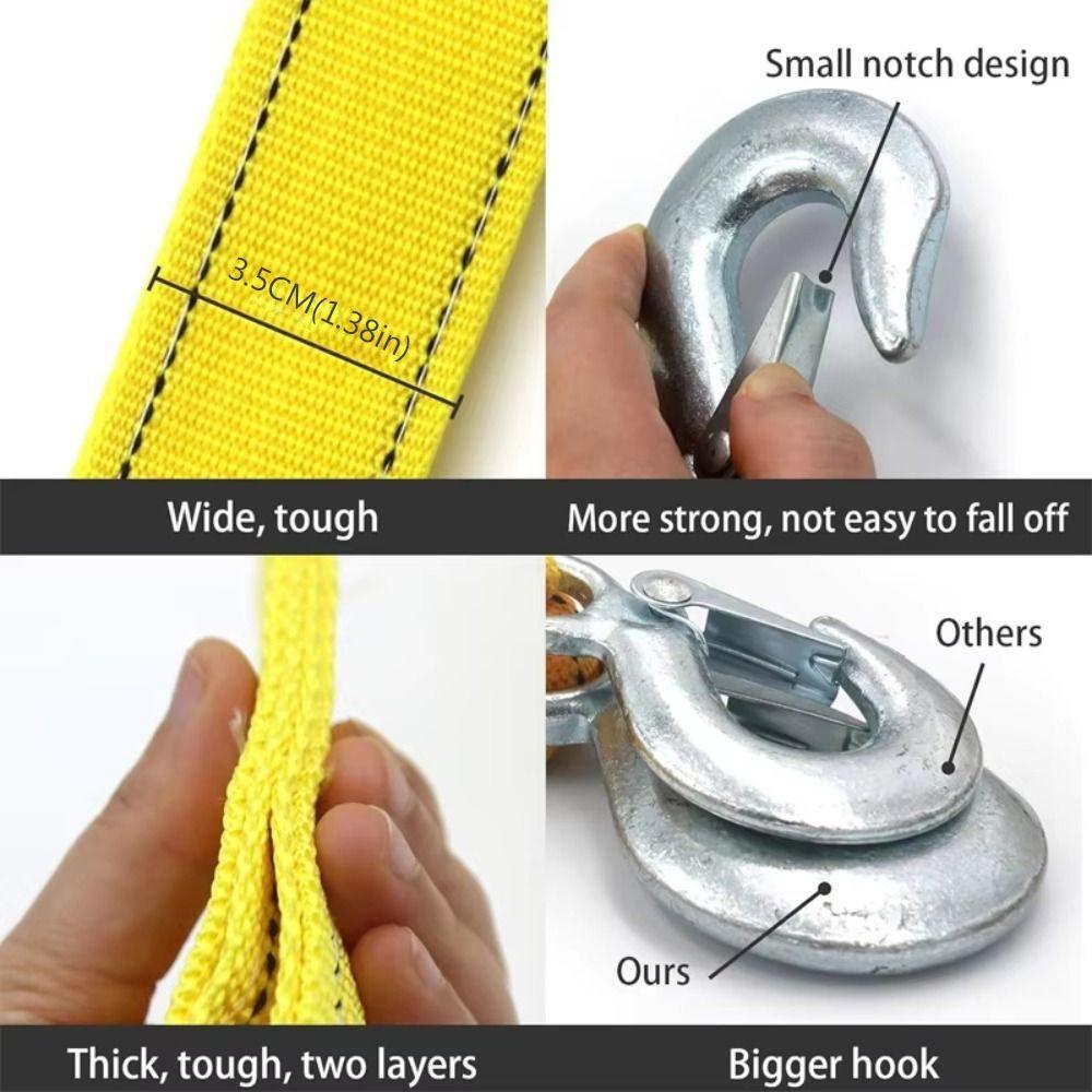Hooks Included Tow Strap 5 M Towing Pull Rope Vehicle Straps Trailer Straps Outdoor Activities