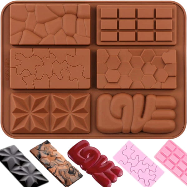 Silicone Mold, Chocolate Bar, Chocolate, and Cookie Mold 6 in 1