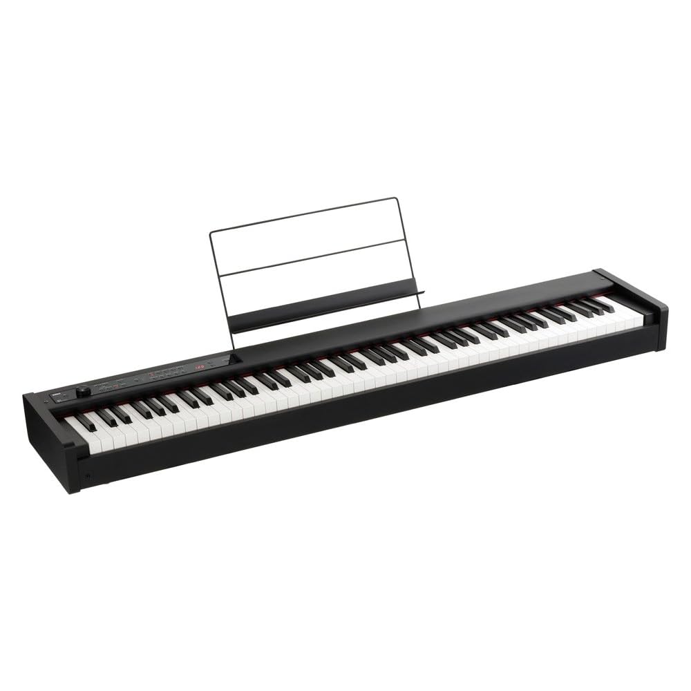 KORG D1 88-клавишное цифровое пианино для начинающих, Сделано в Японии, Клавиатура RH3, Педаль демпфера, Пюпитр в комплекте, Повторяющиеся ноты, Черный