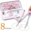 8pcs/Set, Ruler Compass Pencil Set, Geometry Math Drawing Stationery, School Supplies