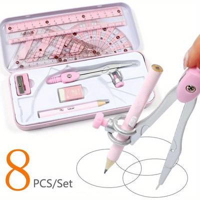 8 шт./компл., набор карандашей для компаса, канцелярские принадлежности для геометрического и математического рисования, школьные принадлежности