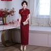 Красный национальный стиль новый китайский длинный улучшенный ципао 1011 новая женская старшее чувство счастливая мать счастливая теща тостующая одежда
