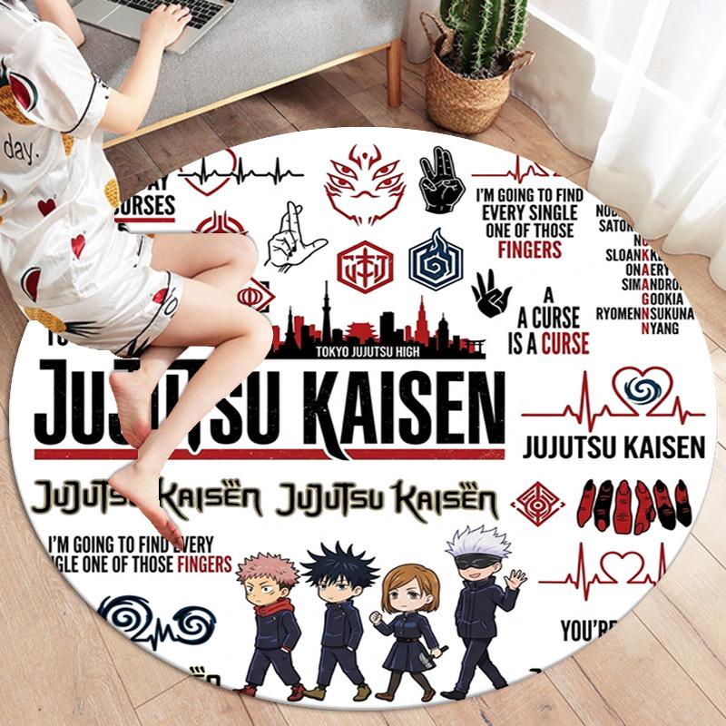 Ковер с круглым ворсом Jujutsu Kaisen Ковер для гостиной, спальни, дивана, игровой комнаты Декор Нескользящий коврик для пола