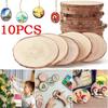 10Pcs/set Christmas Natural Color Wood Slices Round Log Discs for Arts & Crafts Home Hanging Event Decorations(not Include Rope)