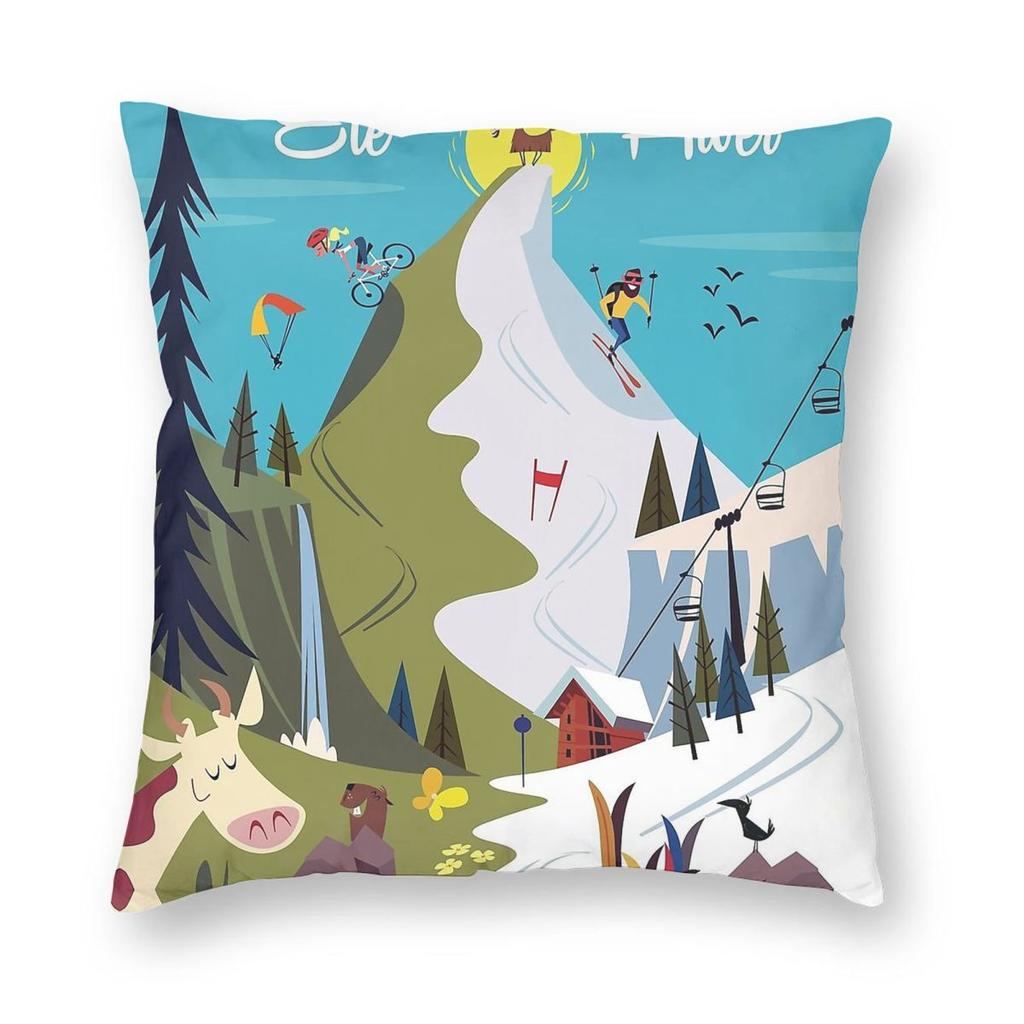 Alpes De Haute Savoie Square Pillowcase Polyester Linen Velvet Printed Zip Decor Throw Pillow Case Home Cushion Case