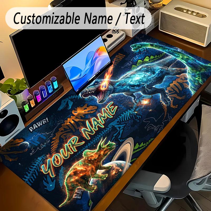 Dinosaur Theme Personalized Mouse Pad Custom Name Text Non Slip Desk Pad For Laptop Office Desktop