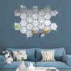 12pcs 3.15×2.76×1.57in Hexagon Mirror Wall Sticker Acrylic Self-adhesive Mirror Tile  Office