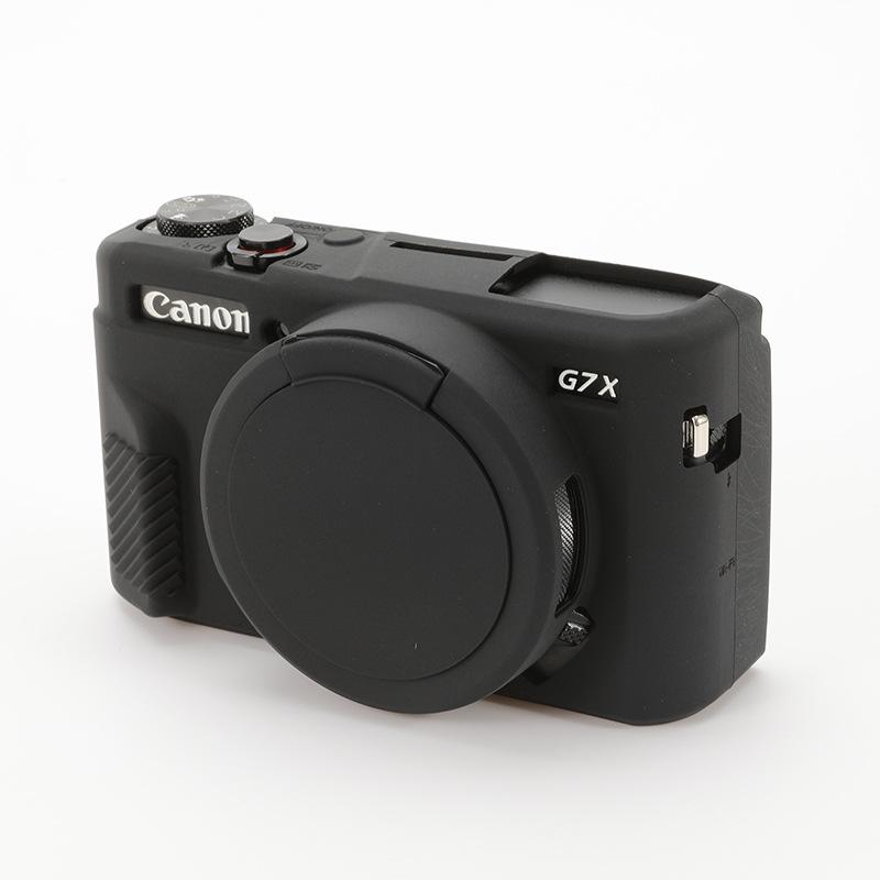 Силиконовый чехол для Canon G7X II / G7X Mark II Мягкий ударопрочный противоцарапающий чехол с крышкой для объектива и ремешком на руку Различные цвета