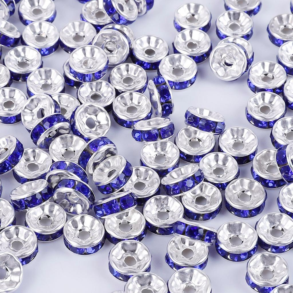 4/6/8/10 мм 50 шт./лот популярные инкрустированные цветные алмазные круговые сверла круглые разделительные бусины ювелирные аксессуары для изготовления ювелирных изделий браслет ювелирные аксессуары