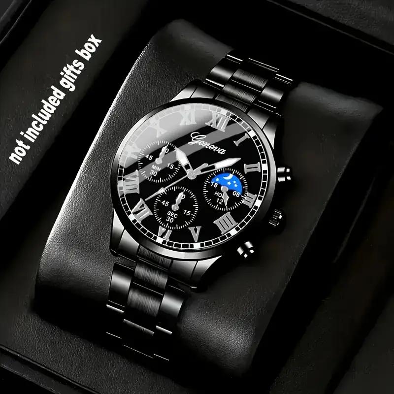 Женева высококачественные мужские роскошные ремни модные кварцевые часы повседневные мужские круглые деловые спортивные роскошные кварцевые часы