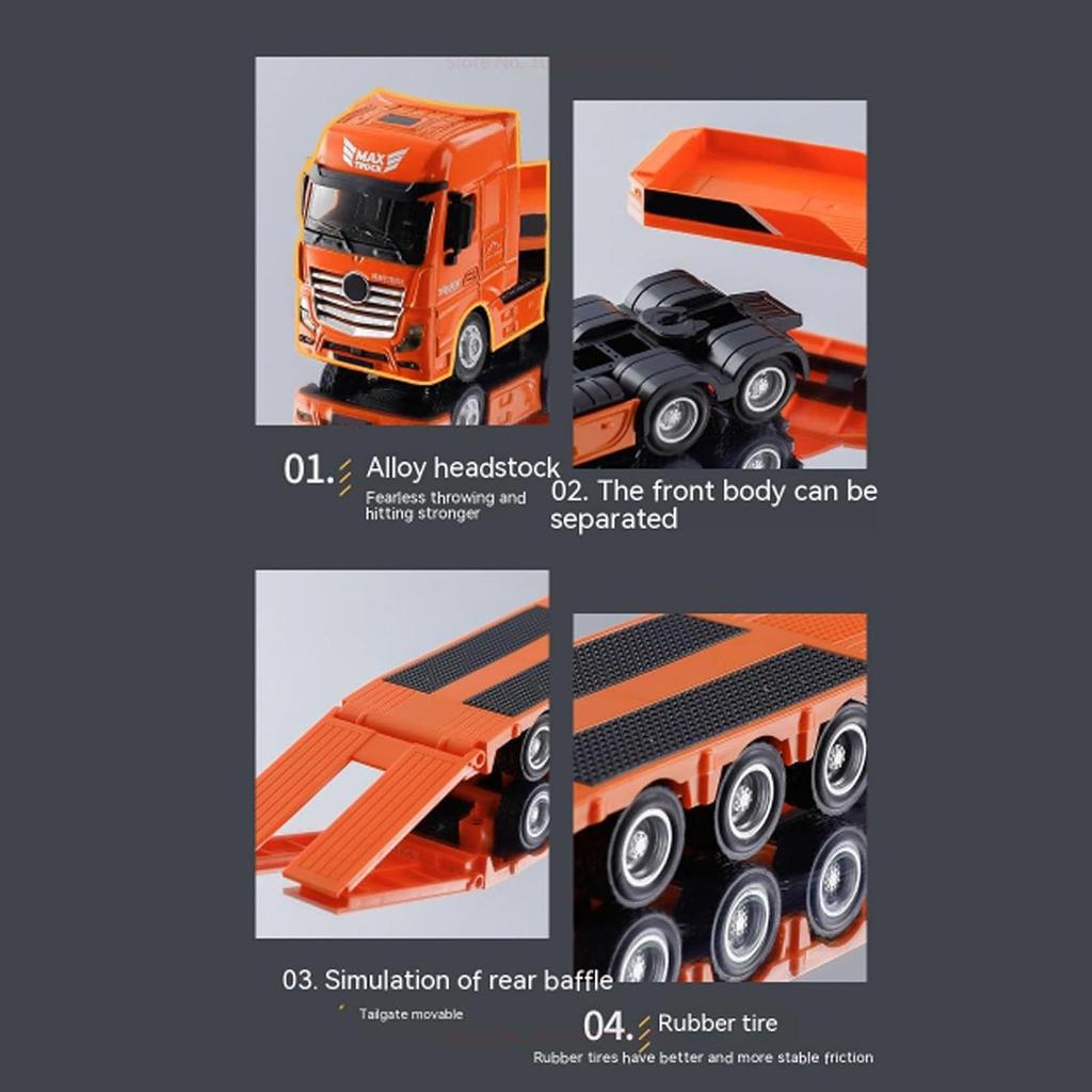 1/50 Flatbed Truck Toy Transport Trailer Model Car Diecast Toys for Kids