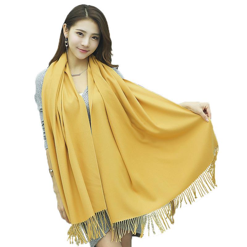Korean-Style Thickened Imitation Cashmere Scarf: Unisex Long Shawl for Autumn/Winter