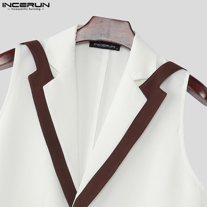 INCERUN 2 шт. Мужской жилет без рукавов с лоскутным шитьем и комплекты нарядов с длинными брюками