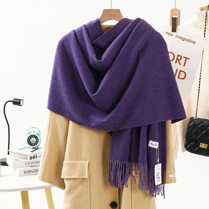 Women'S Thick Warm Solid Color Scarf Autumn And Winter New Style Cashmere Scarf Versatile Wool Scarf
