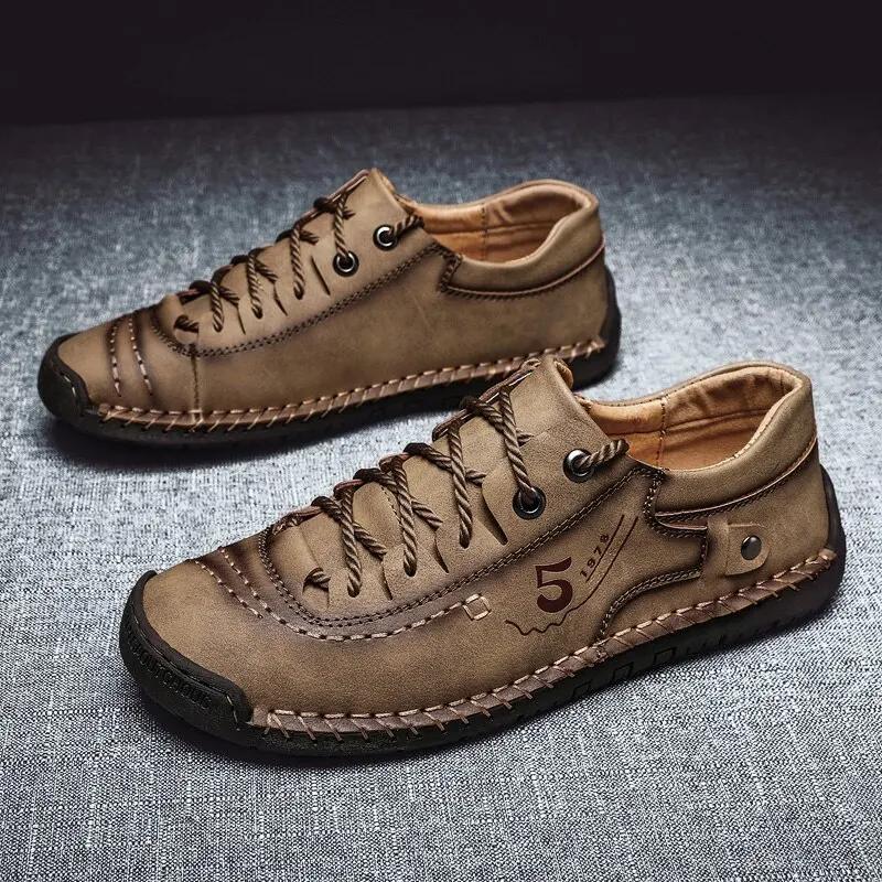 Мужская обувь Кожа 2025 Новая Повседневная обувь Мягкая Homme Уличная Удобная Высокое качество Классические Ботильоны Нескользящие Балетки