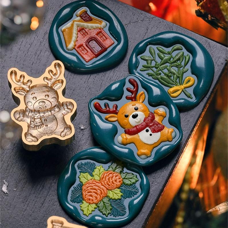 Vintage Stamp Head for Seal Letter Envelope Wedding Invitations Christmas Card Decoration, Christmas Embossed Seal Stamp