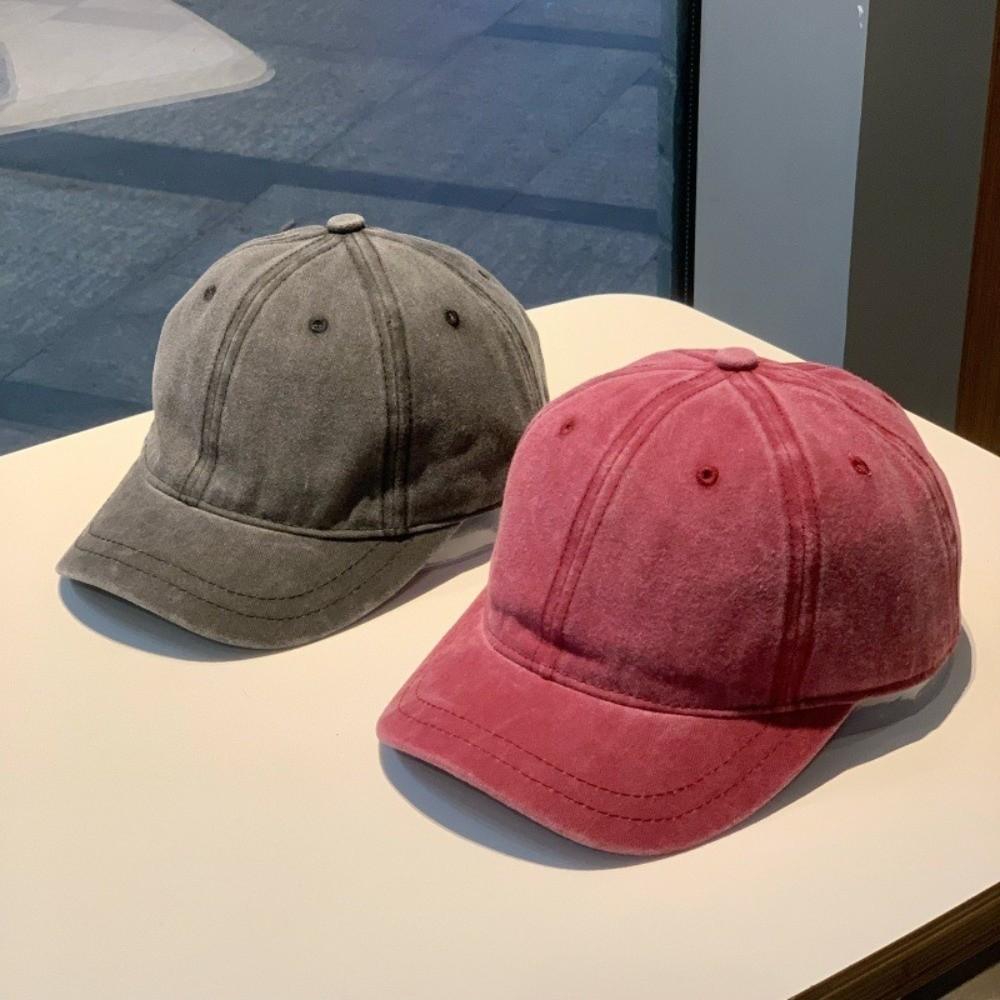 Short Brim Baseball Cap Washed Cotton Trucker Hat Sun Protection Visor Hat Outdoor Sports