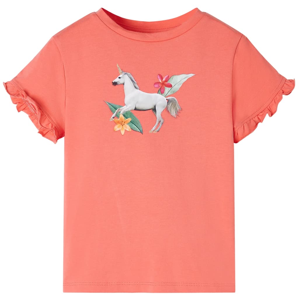 Kids short sleeve shirt in coral pink size 104