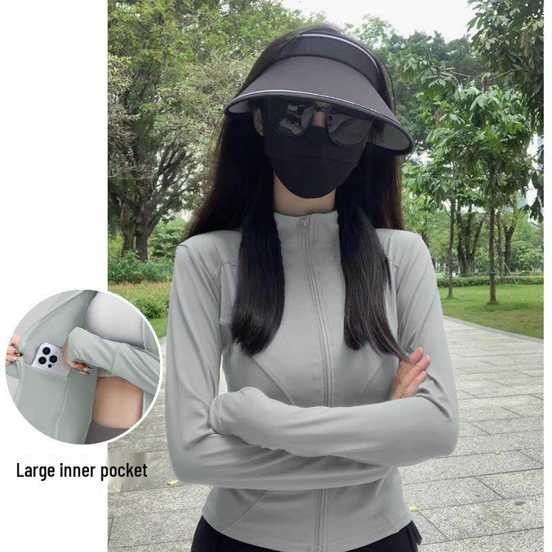 Женский серый летний кардиган-куртка из ледяного шелка с защитой от УФ-лучей 2025