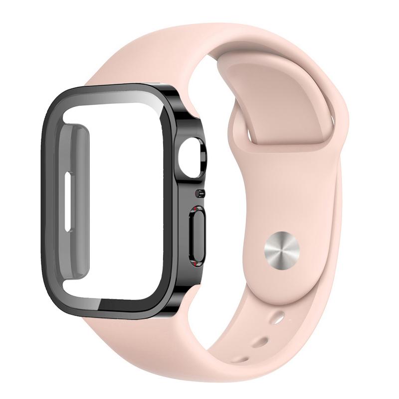 Watch Case Band For Apple Watch strap 44mm 45mm 40mm 41mm 45 mm sport Silicone bracelet iwatch series 8 7 6 5 4SE 9 Ultra 2 49mm