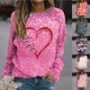 Женская повседневная модная блузка с длинным рукавом и круглым вырезом с принтом ко Дню святого Валентина