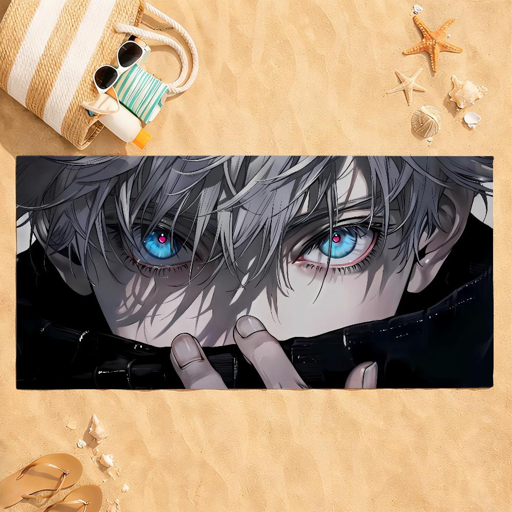 Anime J-Jujutsu K-Kaisen Towel Quick Dry Absorbent Beach Towel for Sports, Fitness, Swimming and Outdoor Activities