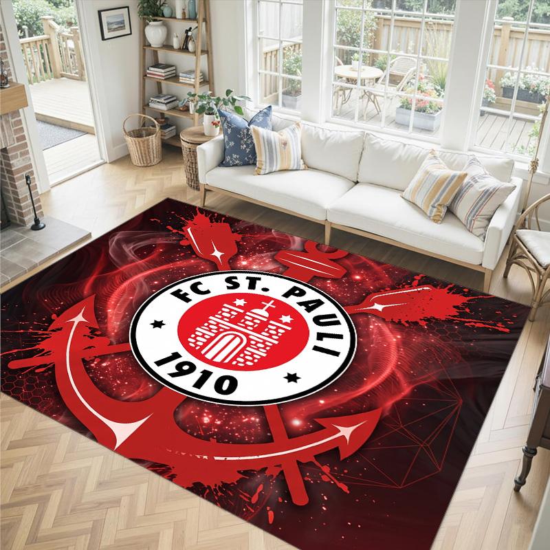FC St. Pauli Football Design Crystal Velvet Carpet Cozy Non?Slip Printed Rug For Bedroom Living Room Entrance
