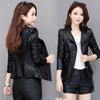 Осенне-зимняя кожаная куртка, женская короткая куртка, тонкая кожаная куртка, пальто большого размера, верх