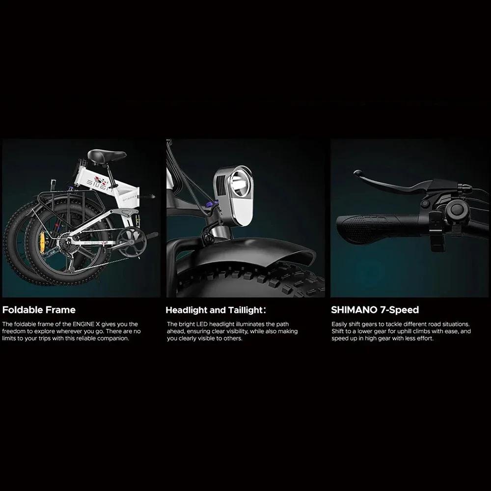 Электрический велосипед ENGWE X, 250 Вт, складной двигатель, 48 В, литиевая батарея 13 Ач, 20-дюймовый велосипед с толстыми шинами, электрический велосипед из алюминиевого сплава