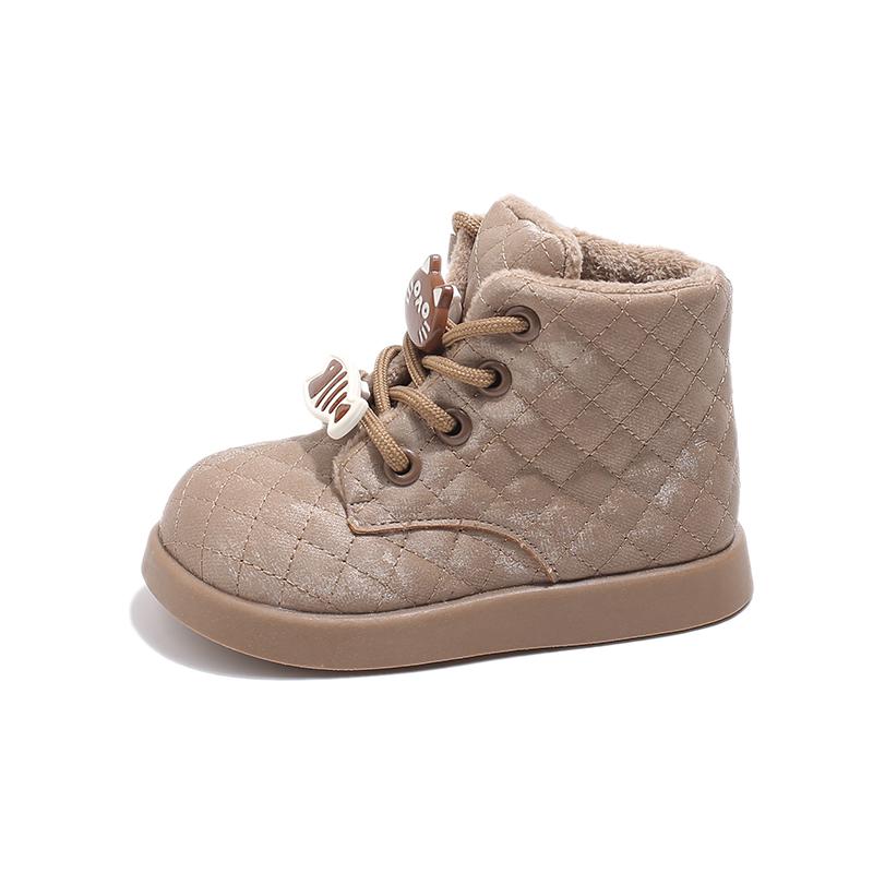 Милые зимние ботинки для девочки Толстая подошва Мультяшный кот Детские модные ботильоны Повседневные Теплые Универсальные Детские хлопковые ботинки Круглый носок