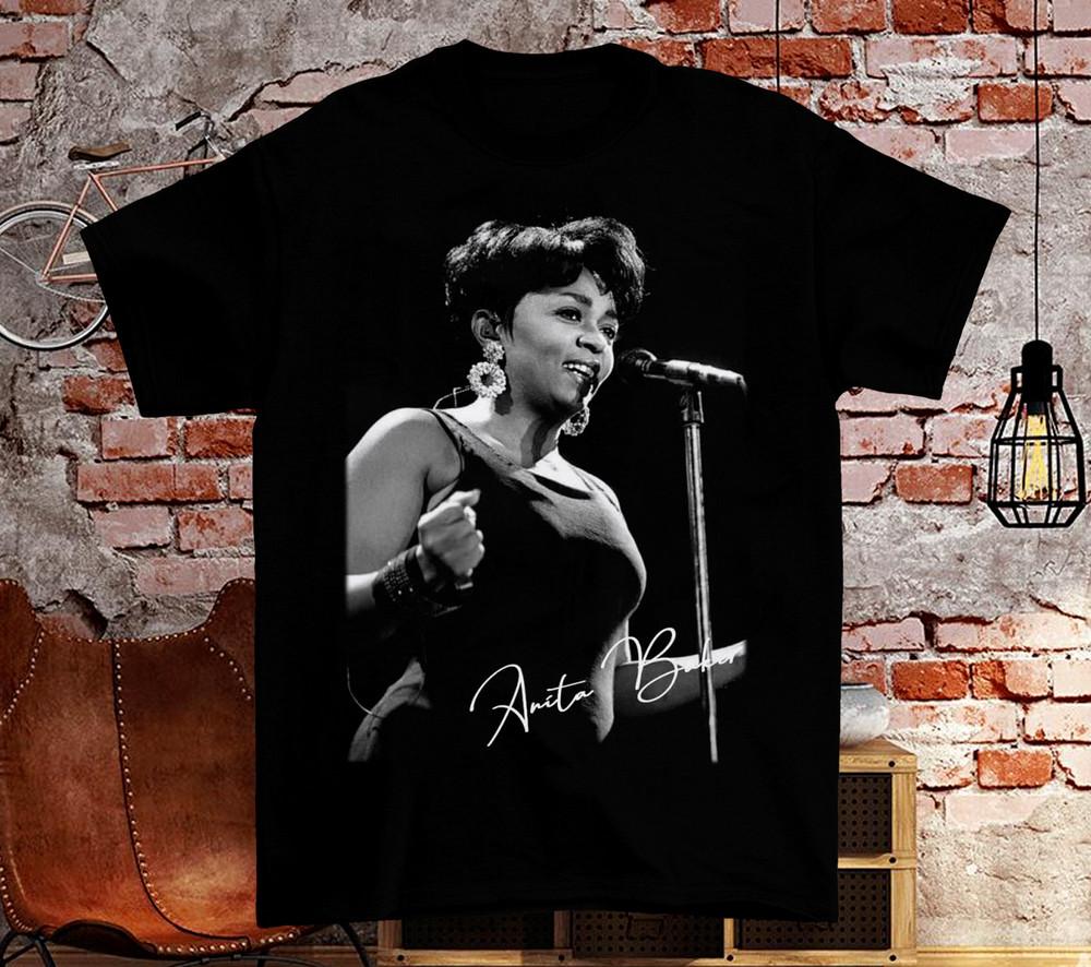 Rare Anita Baker Signature Cotton All Size Men Women Black Shirt BL493