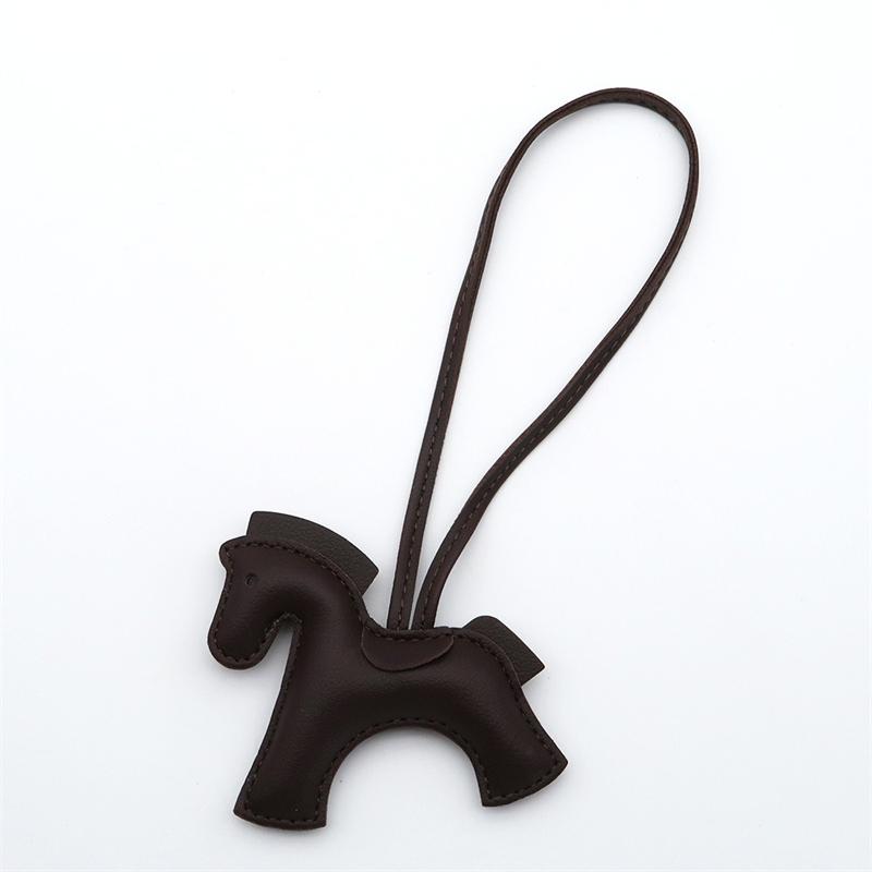 New Fashion Bag Accessories Horse Keychain With Strings Rope All-around PU Leather Tiny Horse Embellishment For Female Gift