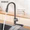 Waterfall Kitchen Sink Faucet Hot and Cold Mixer Tap Rotating Pull-out Type Gourmet Faucet Kitchen