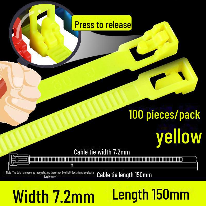 Многоразовая нейлоновая кабельная стяжка с квадратной головкой, черно-белая