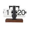 Digital Flip Clock 12h Single Sided Large Numbers Automatic Retro Mechanical Flip Clock Wood Base