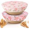 Reble Beeswax Bowl Covers, 2 Large Bowl Covers for Bread Proofing Baskets, 12 inch Elastic Cotton Cloth Sourdough Bread Cover, Food Cover Storage