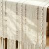 Boho Crochet Hollow Cutwork Table Runner Cotton Linen Tassel Fringe Boho Farmhouse Long Dining Kitchen Coffee Table Party Holiday Decor