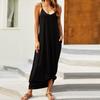 Women's Sleeveless Loose Plain Maxi Dresses Casual Cami Long Dress With Pockets