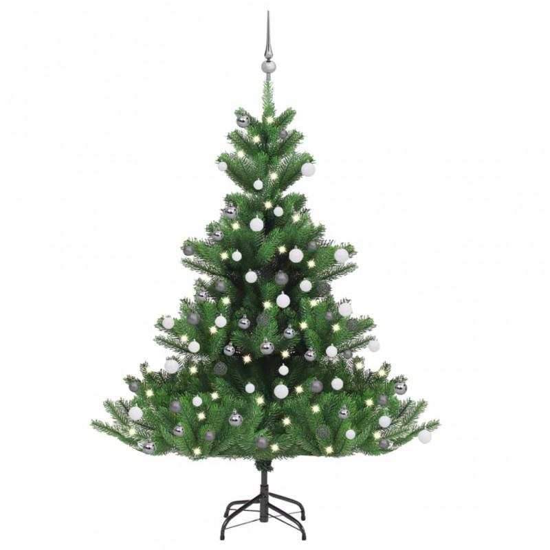 Day and Night - Day and Night Nordmann Fir Christmas Tree with LEDs and Green Balls 150 Cm