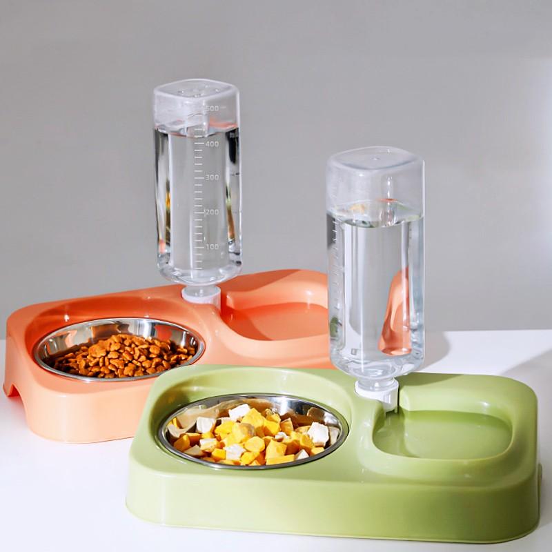 Dog Bowls Stainless Steel Dog Food Bowl Automatic Cat Drinking Bowl Double Bowls for Dogs Feeding Detachable Dogs Water Bowl