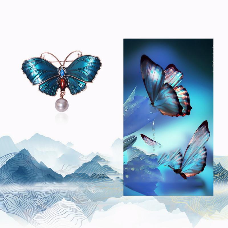 Enamel Painted Butterfly Brooch Female Temperament Elegant Corsage Suit Sweater Accessories