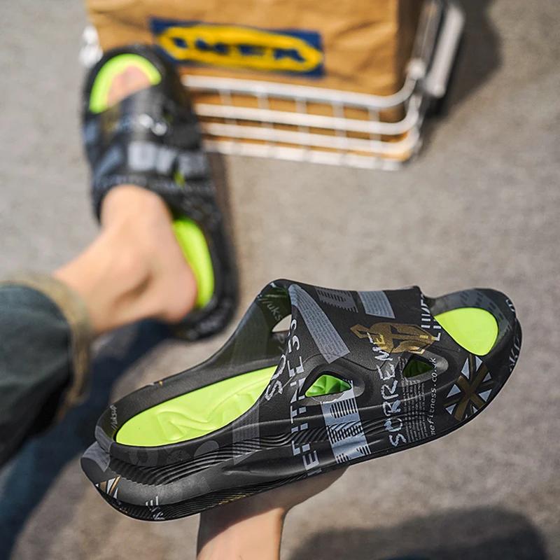 Летние высококачественные тапочки мужские противоскользящие модные мужские пляжные туфли на толстой подошве износостойкие садовые туфли новые мужские туфли46