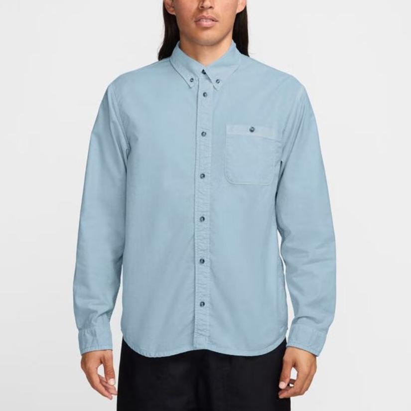 Nike Ss25 Как М Нл Оксфордская рубашка с длинным рукавом на пуговицах Мужские рубашки Синяя HJ7271-422