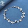 925 Sterling Silver FULL Heart AAA Zircon Chain Bracelet Jewelry