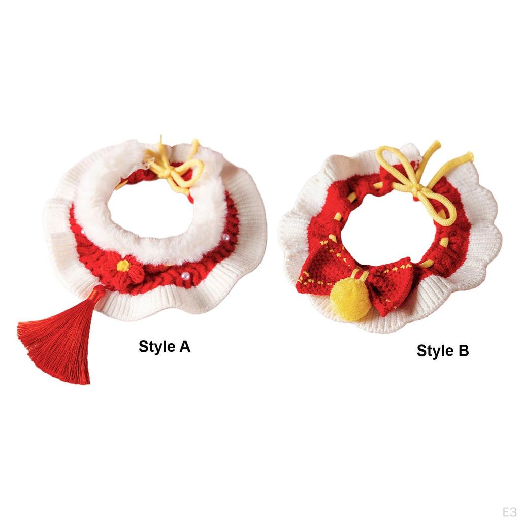 Уютный вязаный ошейник для кошек для празднования Нового года