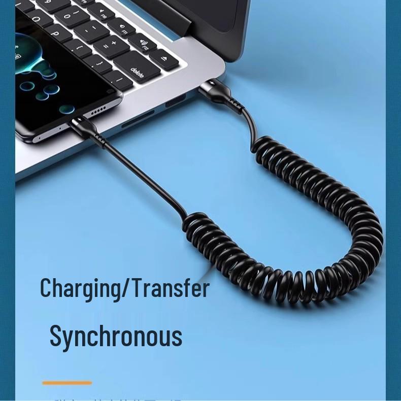 Сверхбыстрая зарядка 6А, выдвижной кабель Type-C для Apple и Huawei - Совместим с автомобилями и мотоциклами