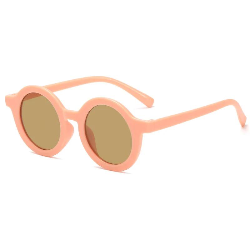 New Fashion Round Frame Candy Colored Sunglasses for Baby Retro Solid Color Uv Protection Round Convenience Glasses for Children