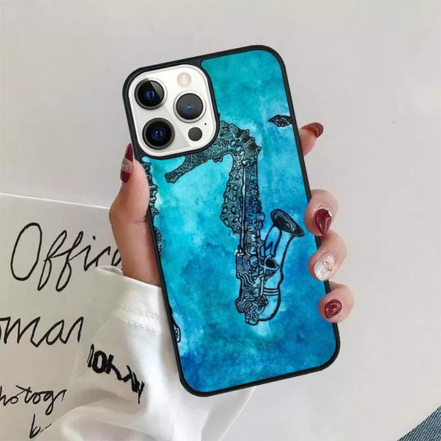 Чехол для телефона с акварельным рисунком саксофона для iPhone 17 Air 15 16 14 13 12 Pro Max 11 Pro Max Plus Coque Shell