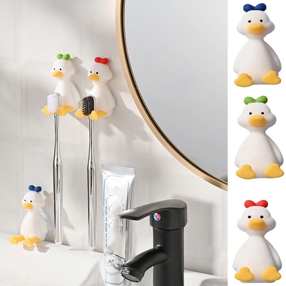 Three Dimensional Duck Toothbrush Holder Perforation Free Suction Cup Storage Hook Children